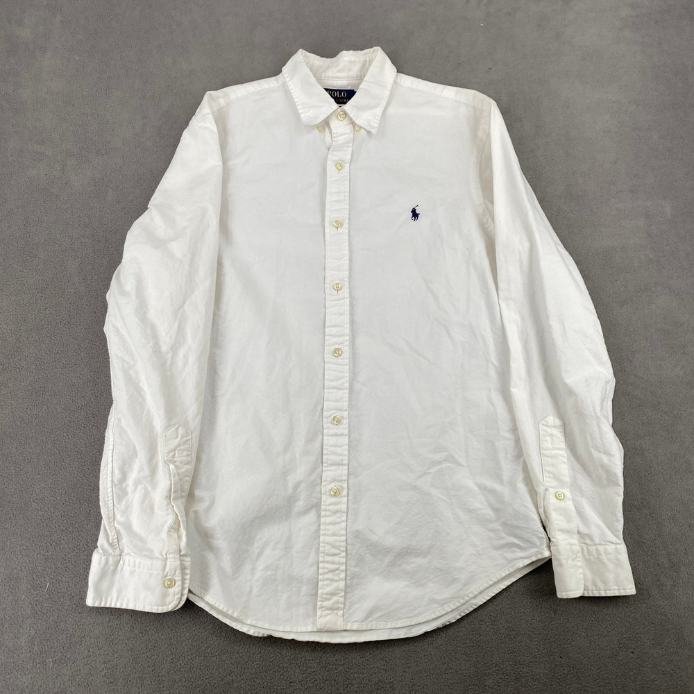 Polo Ralph Lauren Mens Slim Fit White Oxford Button Down Shirt Size M 6796